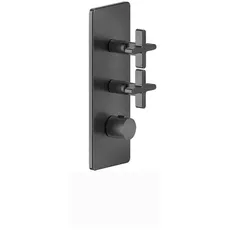 Gessi Inciso+ Fertigmontage-Set für 3/4 Hochleistungs Unterputz-Thermostat, eine Rosette, vertikale Montage, 2 separate Wege , 58224, Farbe: Warm Bronze PVD