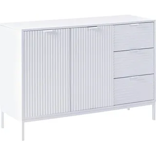 BELIANI Sideboard weiß MDF 2-türiger Schrank moderne minimalistische Aufbewahrungslösung für das Wohnzimmer - Weiß