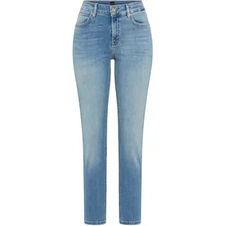 Slim-fit-Jeans BOSS ORANGE "JACKIE MR 11.0 Premium Damenmode", Damen, Gr. 29, Länge 28, medium blau 423, Denim/Jeans, Obermaterial: 92% Baumwolle, 6% Polyester, 2% Elasthan, unifarben, slim fit lang, Jeans Slim-fit-Jeans, im 5-Pocket-Stil, Mid Rise