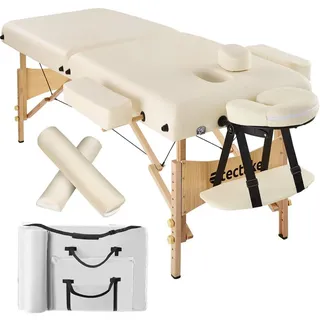 tectake Massageliege 2 Zonen, 220 x 83 x 87,5 cm, beige , Beige , Holz , 59x65.5x187 cm , Freizeit & Co, Wellness & Gesundheit, Gesundheit