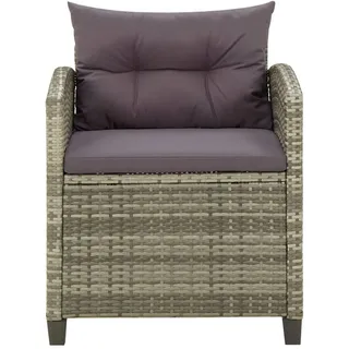vidaXL Gartenstuhl mit Kissen Poly Rattan Grau - Grau