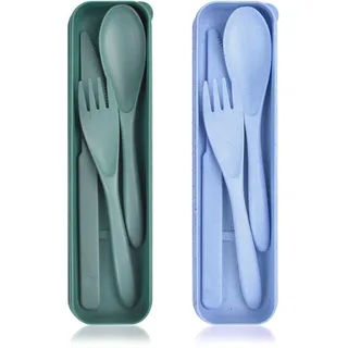 Plastik Besteck Mehrweg Set, 1 Set Reise Besteck mit Etui