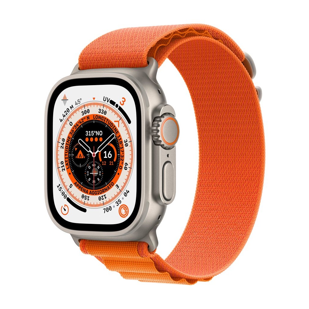 Bild von Watch Ultra GPS+Cellular 49 mm Titaniumgehäuse, Alpine Loop orange S