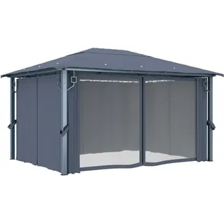 vidaXL Pavillon mit Vorhängen 400×300 cm Anthrazit Aluminium - Grau