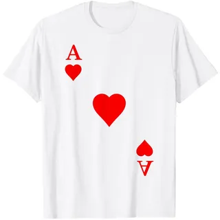 Spielkarte Herz Ass Poker Kartenspiel Karneval Kostüm T-Shirt, Herren, Weiß, M