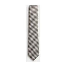 Mens M&S SARTORIAL Krawatte aus reiner Seide mit Hahnentrittmuster - Neutral Braun, Neutral Braun, 1SIZE