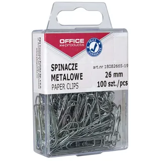 OFFICER PRODUCTS OFFICE PRODUCTS 18082665-19 Büroklammern Metallbriefklammern Silbern in der Box / 26 mm - 100 Stück/in Praktischer Aufbewahrungsbox/Paper Clips