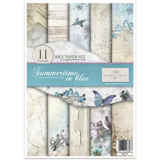 ITD Collection RP017 Reispapier, Summertime in Blue, 29,7 x 21 cm