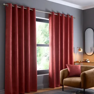 Fusion Thermo-Vorhänge, Terrakotta, B 46 x L 72 (117 x 183 cm), 2 Paneele, Fensterbehandlung mit Ösen, in Orange-Rot, schalldicht, für Schlafzimmer und Wohnzimmer, Türvorhänge, Kollektion Strata