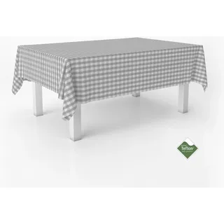 ECOMMERC3 Tischdecke Vichy Karo mittel Teflon rechteckig 220x140 Hellgrau | Für Häuser mit Kindern am Tisch, Vichy-Karo in mittlerer Größe, fleckenabweisend, mit feuchtem Tuch abwischbar