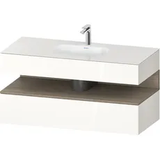 Duravit Qatego Einbauwaschtisch mit Konsolenwaschtischunterbau, 1200x550x600mm, Nische Eiche Terra, QA4787035, Farbe: Weiß Hochglanz/mit Nischenbeleuchtung