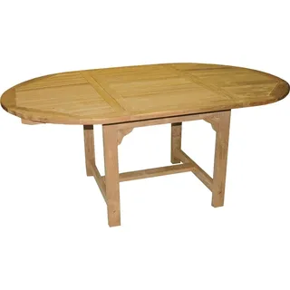 Premium Teak Ausziehtisch oval Tisch Gartentisch Teakmöbel ausziehbar 180 cm