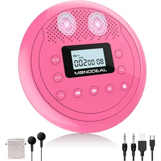 NEU 2025 Tragbarer CD Player mit Lautsprecher - Wiederaufladbar Discman für Auto und Kinder, Anti-Skip Klein mit Kopfhörer für Hörbücher und Musikhören