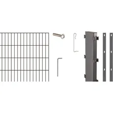 Alberts 646264 Zaungabionen Step2 | verschiedene Längen und Höhen | zum Einbetonieren | anthrazit | Mattenbreite 200 cm | Höhe 180 cm