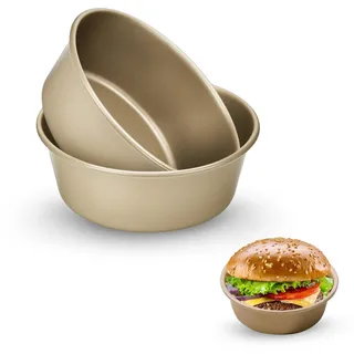 Gurlideo Mini-Brot-Backform für Hamburger, Brötchen, Karbonstahl, Muffins, Cupcakes, Käsekuchen, Kuchen, Torten Backformen für Hochzeit, Geburtstag, Jahrestag 4 Inch- 2 Stück