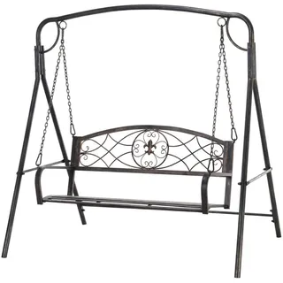 Outsunny Gartenschaukel für 2 Personen, Metall, Schwarz mit Goldtönen, 167 x 123 x 175 cm , 123x175x167 cm , Gartenmöbel, Gartenschaukeln, Hollywoodschaukeln