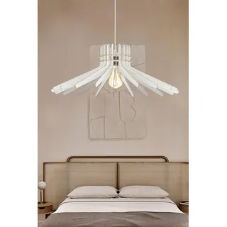 Opviq Elegant Boomerang Chandelier, White MDF Body, 20 cm Height, 59 cm Diameter, Adjustable Cable, E27 Socket Max 40W | Perfect for Modern Spaces