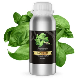 Basilikumöl BIO Premium – für Kerzen, Seifen & Duftkerzen selber machen – naturreines ätherisches Öl & Basil Essential Oil für Diffuser, Raumduft & Konzentration – aus Indien – 1 Liter (1000 ml)
