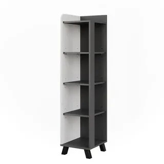 Vicco Midischrank Karen, 30 x 128 cm mit Fächern, - Weiß, Dunkelgrau