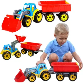 Grosser Traktor Traktor Mit Anhänger Megabagger 64Cm 6221
