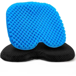 Cexovo Gelkissen Sitzkissen,Dekubitus Sitzkissen,Breathable with Non-Slip Cover,Sitzkissen Orthopädisch,Sitzkissen Bürostuhl,Gelkissen Orthopädische Aufgerüstet für Bürostuhl,Rollstuhl,AUT,Home,Blau
