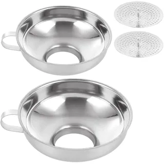 ASelected Edelstahl 2 Stück Marmelade Trichter Einmach Trichter Küche Edelstahltrichter Metalltrichter mit Sieb Weithals Trichter für große Feststoffe Öl Bohnen und Marmeladen