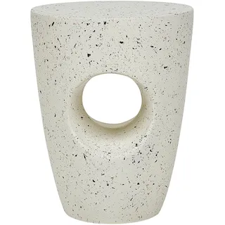 Beliani Beistelltisch cremeweiß Leichtbeton und Glasfaser rund 37 cm Terrazzo Optik Modernes Design Outdoor Couchtisch Wohnzimmer, Ausstattung Möbel - Weiß