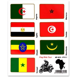 4R Quattroerre.it 8215 Aufkleber Flaggen Flag Ride Tour Stickers Afrika 2 für Motorradkoffer, 16 x 13.5 cm