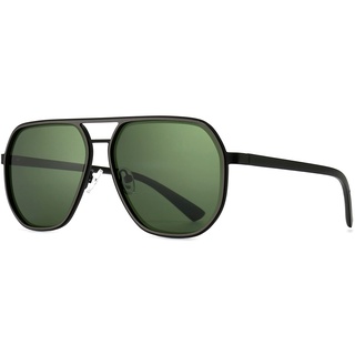 SUNGAIT Polygon-Sonnenbrille für Herren, polarisiert, trendige quadratische Sonnenbrille, Retro-Pilot-Sonnenbrille (Gunmetal-Rahmen/Splitterfarbener Rand/Grüne Linse) SGT375SQKML-DE