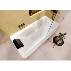 RIHO Still Shower Rechteck-Badewanne, mit Riho Fall, PlugPlay-Variante, mit Ab-/Überlaufgarnitur, 2-Sitzer, weiß, B10302, Ausführung: 180x90x48cm, Nutzinhalt: 250 Liter