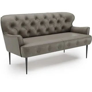 CAVADORE 2,5-Sitzer Küchensofa Amba, Trendige Sitzbank für Küche oder Esszimmer / 173 x 97 x 87 / Hochwertiges Mikrofaser: Graubraun