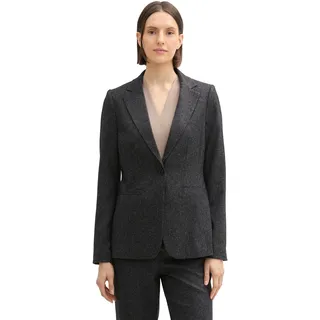 Jackenblazer TOM TAILOR, Damen, Gr. 34, grau (salt and pepper structure), Obermaterial: 72% Polyester, 27% Viskose, 1% Elasthan. Futter: 100% Polyester, gemustert, regular fit taillenbedeckt, ohne Ausschnitt, gerader Abschluss, Blazer Jackenblazer, mit Reverskragen