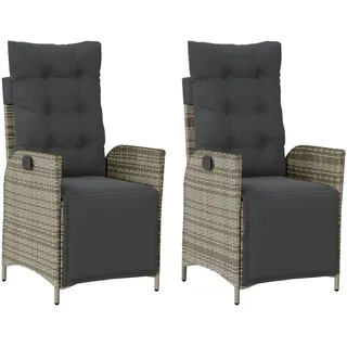 vidaXL Gartensessel mit Fußteil 61 x 61 x 93 cm grau 2 St.