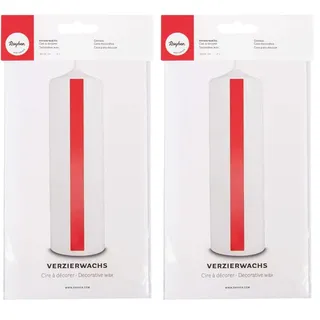 Rayher 3103717 Verzierwachs, hochrot, 2 Verzierwachsplatten 20 x 10 cm, Wachsfolie zum Kerzen verzieren, Kerzenwachs, Wachsfolie, Hellrot (Packung mit 2)