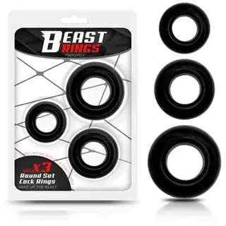 Set 3 Anillos para el Pene Flexibles Negros