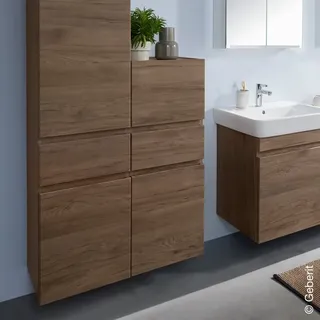 Geberit Renova Plan Mittelhochschrank 39x105x36cm, 2 Türen, 1 Schublade, Nussbaum hickory 501922JR1