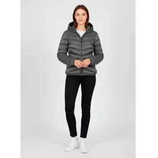 Colmar für Damen. 2219E Graue gesteppte Kunstpelzjacke mit grauem Kunstpelz (42), Lässig, Recyceltes Polyester