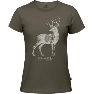 FJALLRAVEN Damen Deer Print T-Shirt W Hemd, Asphalt, XXS