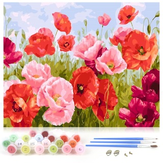 Nvseaty Malen Nach Zahlen Erwachsene Blumen, Bastelset Erwachsene Frauen Paint by Numbers Adult Malen nach Zahlen Leinwand Kinder ab 6 7 8 9 10 11 Jahre Mädchen Kreativ Set DIY Set