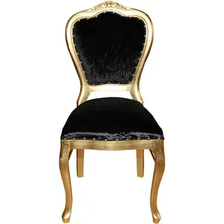 Casa Padrino Barock Luxus Esszimmer Stuhl Schwarz / Gold - Schminktisch Stuhl - Barock Möbel - Schwarz, Gold