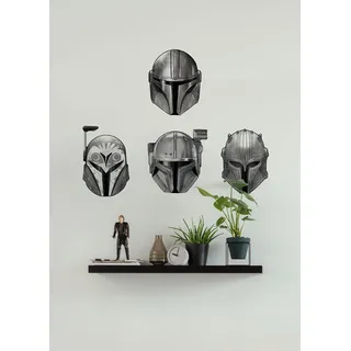 KOMAR Wandtattoo Star Wars The Mandalorian Helmets grau