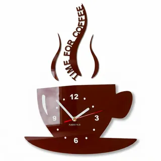 FLEXISTYLE Küchenuhr modern braun große Wanduhr ohne tickgeräusche Kaffee Motiv Design dekorativ wanduhren Wand küche Uhr, wall Clock, wall Clocks, Aus hochglänzendem Acrylglas gefertigt