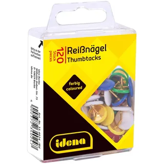 Idena 334024 - Reißnägel, 120 Stück, farbig sortiert