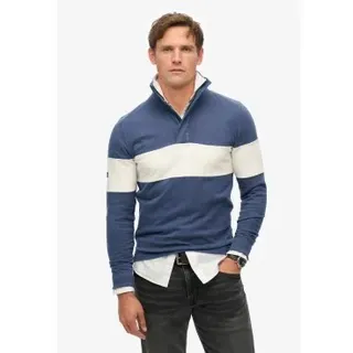 Superdry für Herren. M2014171A Klassisches Rugbytrikot mit blauem Bäckerkragen (S), Lässig, Baumwolle