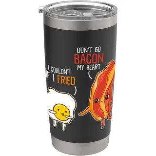 Schinken Spiegelei Frühstück Don't Go Bacon on my Heart Witz Doppelwandiger Edelstahl-Thermobecher
