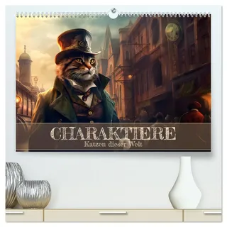 Charaktiere Katzen dieser Welt (hochwertiger Premium Wandkalender 2026 DIN A2 quer), Kunstdruck in Hochglanz: Katzenrassen in einer fantastischen Steampunk Welt (CALVENDO Tiere)