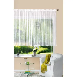 Gardine Store Jacquard Isabella HxB 175x300 cm Kräuselband Universalband Weiß Längsstreifen Transparent Voile Vorhang Wohnzimmer, 13145