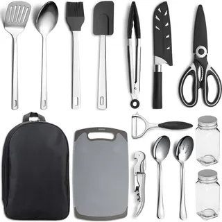 Camping Kochgeschirr Set 15-teilig Edelstahl Campingausrüstung