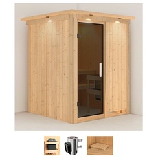 Bild Sauna »Milaja«, (Set), 3,6-kW-Plug & Play Ofen mit integrierter Steuerung beige