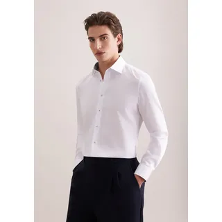 Businesshemd SEIDENSTICKER "Schwarze Rose", Herren, Gr. M (39), normale Ärmellängen, weiß, 100% Baumwolle, unifarben, skinny fit, 2-Knopf-Manschette, Hemden Businesshemd, X-Slim 1/1 Kentkragen Uni